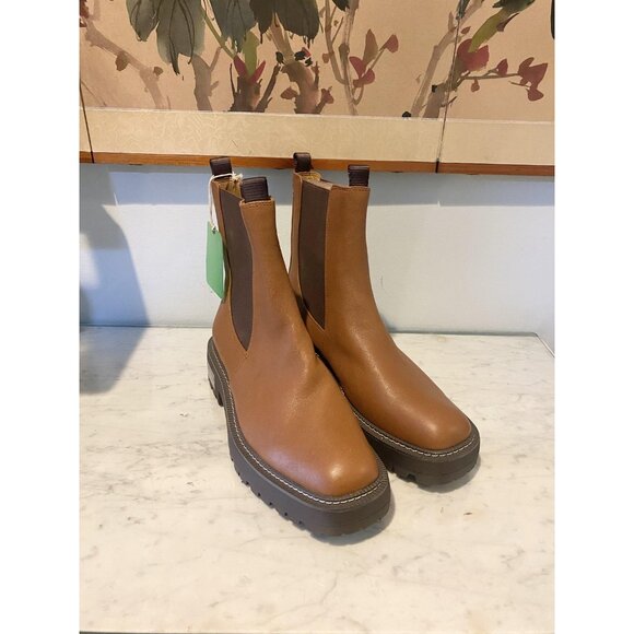 Sam Edelman Boots Womens Size 9.5 Brown Chelsea Lug Sole Ankle Leather Pull On - Picture 1 of 5